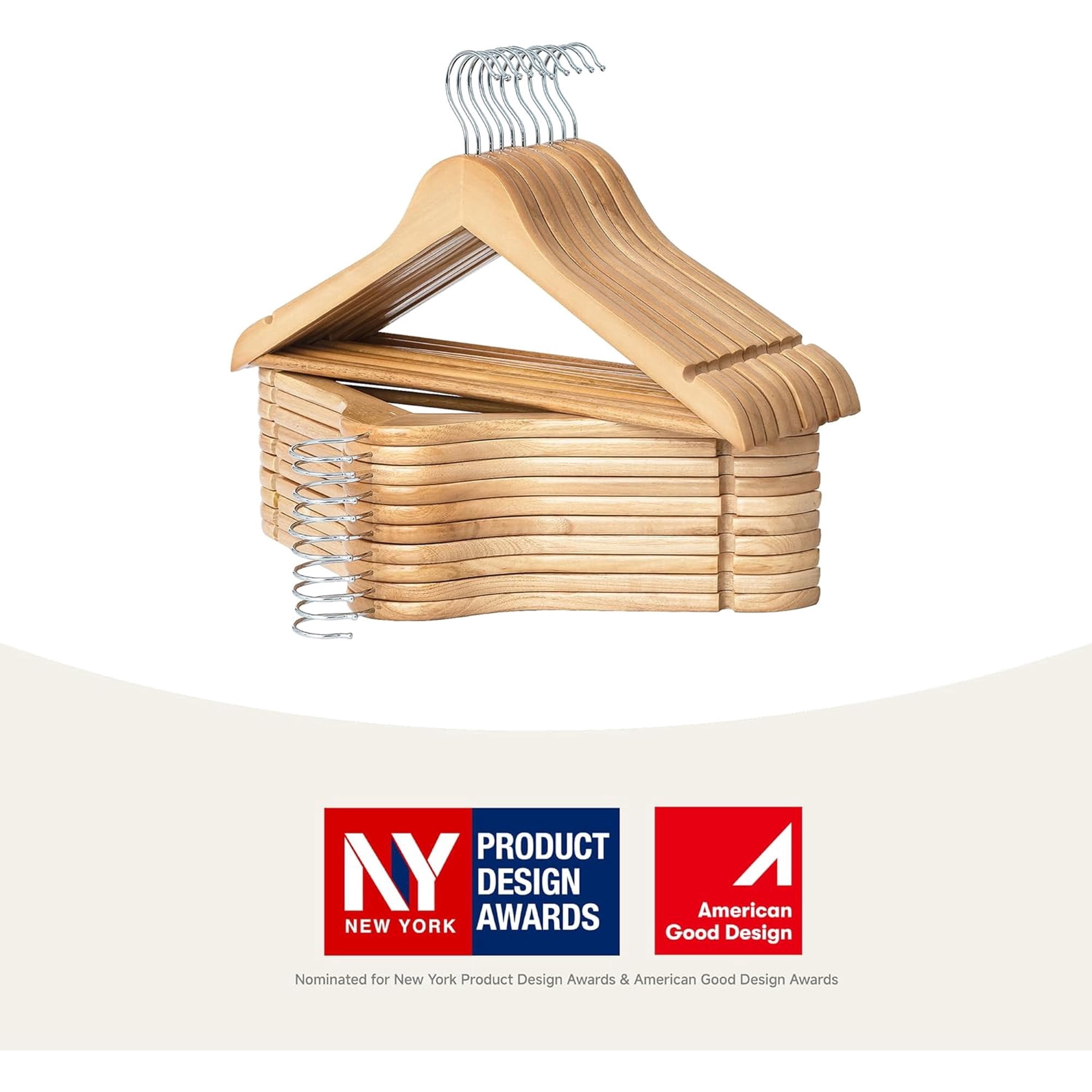 StorageWorks Wooden Hangers 20-Pack, Heavy Duty Solid Wood Coat Hangers with 360 ° Swivel Hook, Non-Slip Pant Bar, Smooth Finish Clothes Hangers, Natural