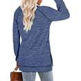 thumbnail image 2 of SHIBEVER Women Long Sleeve T shirts Fall Fashion Side Slit Tunics Tops Pullover Crewneck Sweatshirts Dressy Going Out Tops Loose Blouses Blue, 2 of 5