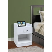 Haifa White Wood Contemporary Nightstand Bedside Table With 1 Drawer & Storage Shelf