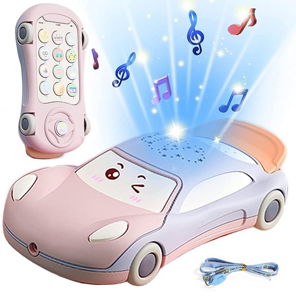 LOVEVER Jouets de Voiture Intelligents Multifonctionnels pour Bébé avec Projecteur, Lumière, Musique et Dentelle, Meilleurs Cadeaux de Noël et d'Anniversaire pour Apprendre et Jouer - Cadeau pour Garçons Ou Filles