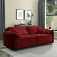 thumbnail image 2 of 79" Velvet Loveseat Sofa, 3-Seater Upholstered Sofa with Turned Inward Back and Arms, Luxury Modern Style Living Room Upholstery Sofa for Living Room Bedroom Apartment, Red, 2 of 8