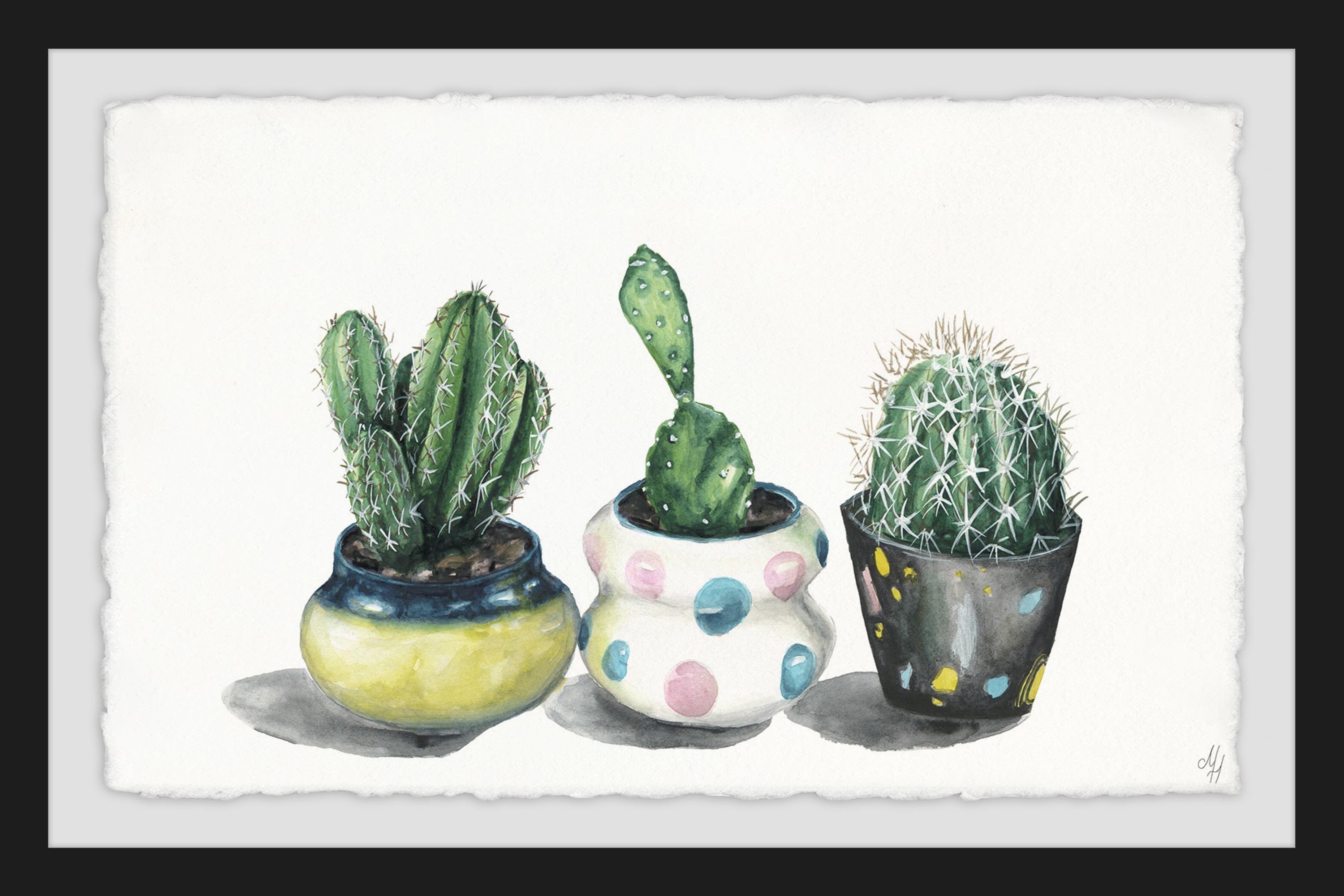 Cacti Trio Framed Painting Print
