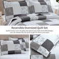 thumbnail image 3 of Beartech Quilt Set King Size Floral Plaid Patchwork Microfiber Lightweight Reversible Bedspread Coverlet Bedding Set, 3 of 7