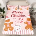 thumbnail image 2 of Manfei Merry Christmas Queen Sheet Sets,Candy Cane Flat Sheet,Cartoon Gingerbread Man Queen Fitted Sheet For Kids,Luxury Bedroom Decor,4-Piece, 2 of 7