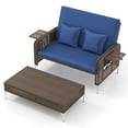 thumbnail image 1 of Gymax 2PCS Wicker Loveseat & Storage Ottoman w/ 4-Level Backrest & Soft Cushion Navy, 1 of 9