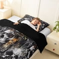 thumbnail image 3 of Homewish Hipple Halloween Skull Twin Comforter Sets,Vintage Rose Floral Bedding Set,Gray Orange,Black Reversible,2 Pieces,1 Comforter and 1 Pillowcase, 3 of 7