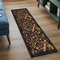thumbnail image 3 of 2'x6' Rug Runners for Hallways Kitchen, Boho Black Flowers Non Slip Entryway Beside Floor Carpet Runner, Spring Abstract Watercolor Floral Leaf Laundry Room Bedroom Throw Rugs Mat for Family Pet, 3 of 8