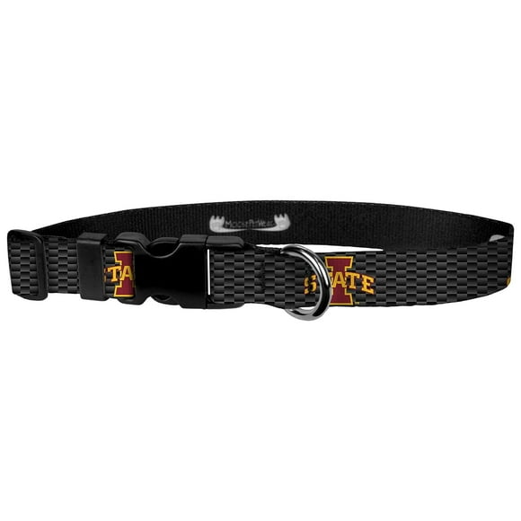 Moose Pet Wear Adjustable Collar 1" L, Iowa State-Logo on Carbon Fiber