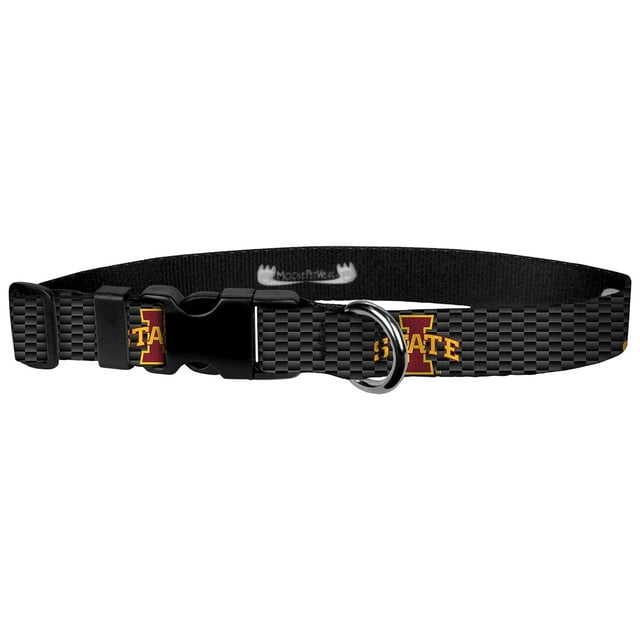 Moose Pet Wear Adjustable Collar 1" L, Iowa State-Logo on Carbon Fiber