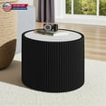 thumbnail image 6 of Hassch Modern Minimalist Cylindrical End Table, 17.7" Marble Top with PU Leather Frame, Round Side Table for Living Room, Bedroom, or Office, No Assembly Required, Black, 6 of 6