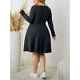 thumbnail image 5 of Sucegi Plus Size Long Sleeve Ribbed Dress - Tie Neck, Waist-Cinching, Vintage Fashion for Women, Winter New Arrivals., 5 of 7