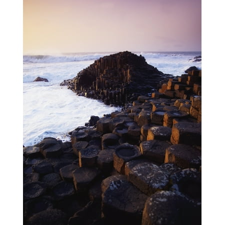 Giants Causeway Co Antrim Ireland Area Designated A Unesco World Heritage Site With Basalt Columns Canvas Art - The Irish Image Collection  Design Pics (13 x