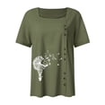 thumbnail image 4 of BLVB Women's Summer Tunic Tops Printed Button Square Neck Short Sleeve Shirts Casual Plus Size Beach Blouse Tee, 4 of 4