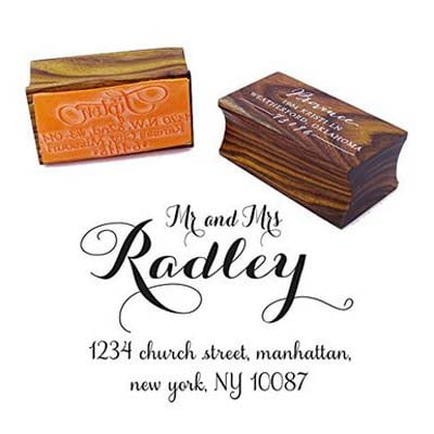 Personalized Wood Mounted Wedding Rubber Stamp Custom Address Stamp Engagement Gift