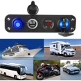 thumbnail image 3 of 4 in 1 Charger Socket Panel for Car, 12V Dual USB Sockets with LED Voltmeter, Cigarette Lighter and On/Off Rocker Toggle Switch, Waterproof Vehicle Charger for Truck Marine Boat (Blue Light), 3 of 4