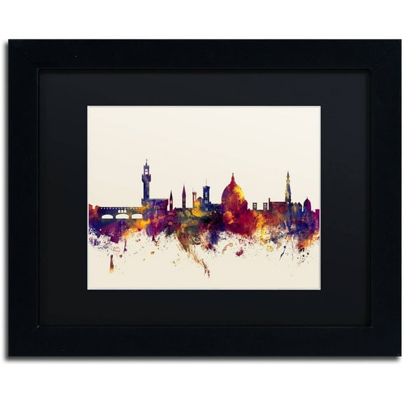 Trademark Fine Art "Florence Italy Skyline" Canvas Art by Michael Tompsett, Black Matte, Black Frame