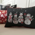 thumbnail image 3 of 18.5" Charcoal Gray Embroidered Christmas Frosty and Friends Rectangular Throw Pillow, 3 of 4