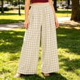 thumbnail image 4 of Palazzo Pants For Women High Waist Plaid Print Wide Leg Pants Casual Stretch Waistband Pants With Pockets Loose Fit For A Preppy Look Womens Pants, 4 of 6