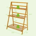 thumbnail image 4 of Costway Bamboo Ladder Plant Stand 3-Tier Foldable Flower Pot Display Shelf Rack Natural, 4 of 9