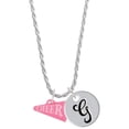 thumbnail image 1 of Delight Jewelry Acrylic 3/4" Hot Pink Cheer Megaphone Silvertone Script Initial Disc - G - Charm Necklace, 20"+3", 1 of 4