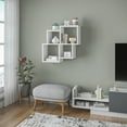 thumbnail image 3 of Ada Home Decor Furniture 39.37" 2 Tier White Watkins Modern Wall Shelf, 3 of 7