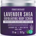 thumbnail image 1 of First Botany Body Scrub - Exfoliante natural de sal y soufflé corporal y facial que ayuda a hidratar la piel, acné, celulitis, cicatrices de piel muerta, arrugas (10 fl oz de lavanda), 1 of 5