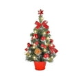 thumbnail image 2 of EclipseJewels 16 Inch Pre-Lit Potted Christmas Tree with LED Lights and Decorations, Mini Tabletop Xmas Tree for Office Desk Home Holiday Festive Decor,Red, 2 of 5