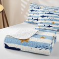 thumbnail image 4 of Manfei Nautical Shark Animal Twin Quilt Set, Simple Striped Line Twin Coverlet Set, Blue White, 2pcs, 1 Bedspread and 1 Pillowcase, 4 of 7