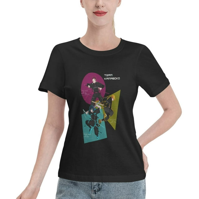 T-Shirt Basique à Manches Courtes pour Femmes Style de Rue Demon Slayer