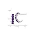 thumbnail image 3 of Gem & Harmony Amethyst J-Hoop Earrings in Sterling Silver for Women, 3 of 5