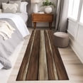 thumbnail image 4 of Runner Rug 2 x 6 Ft, Brown Wooden Washable Non-Slip Floor Mat for Kitchen Hallway/Entryway, Vintage Farmhouse Retro Art Long Kitchen Runner Area Rugs for Living Room, Low-Profile, 4 of 8