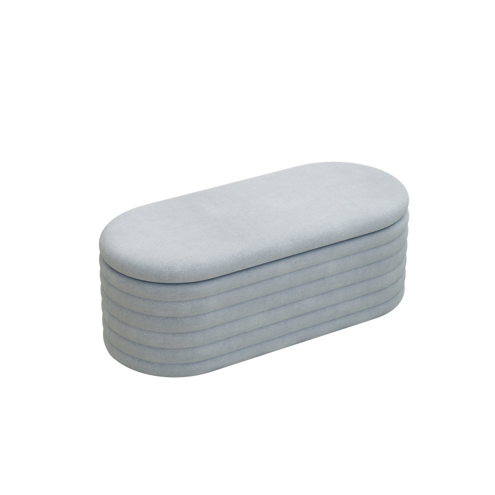 Storage Teddy Ottoman Bench Upholstered Fabric Storage Bench End of Bed Stool with Safety Hinge for Bedroom, Living Room, Entryway, Closet(40-inch)
