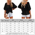 thumbnail image 2 of Camisa fluida para mujer Camiseta casual con cuello cuadrado que combina con todo Textura floral (Negro L) FLhrweasw Para estrenar, 2 of 7