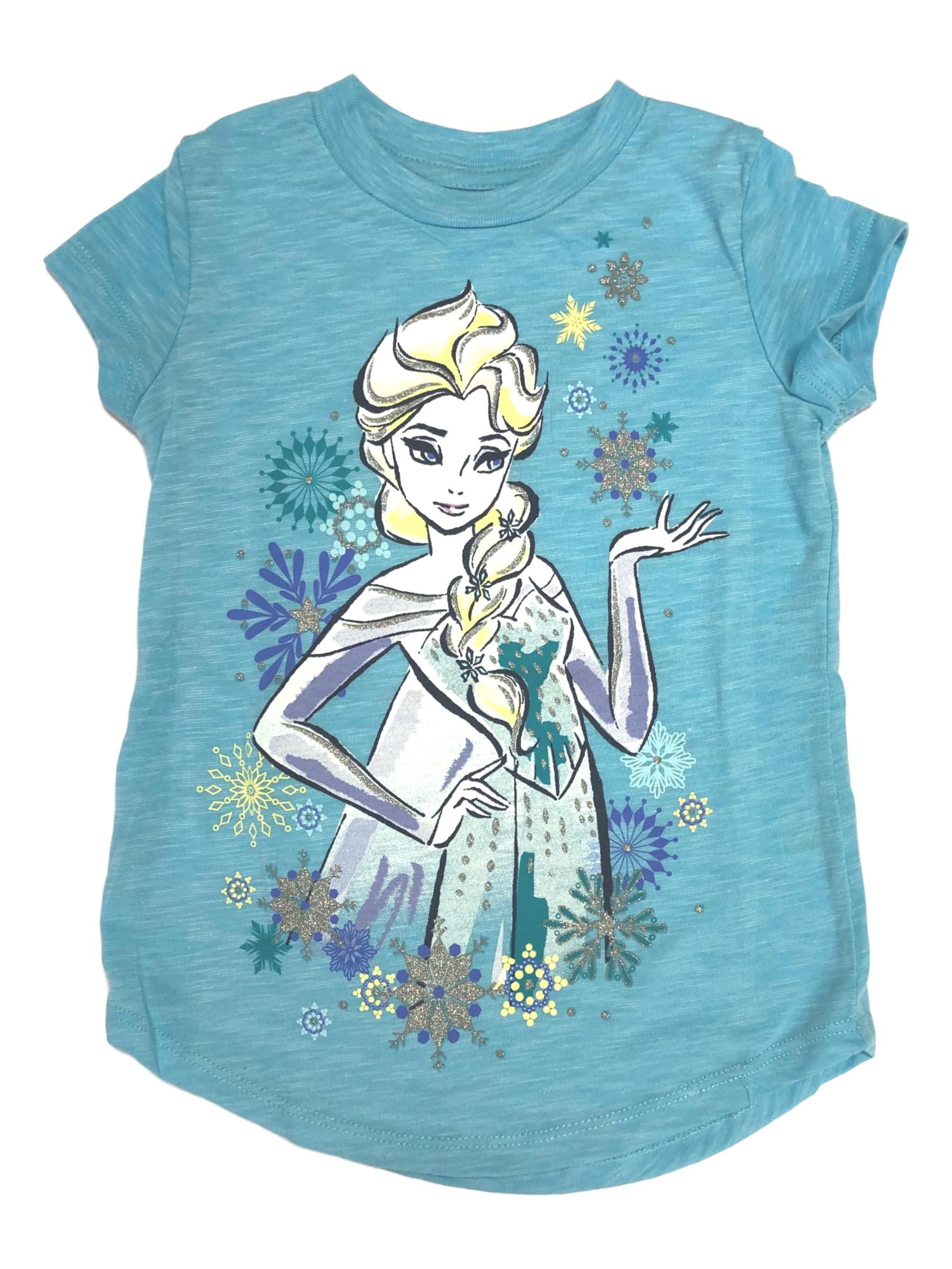 Disney Frozen Blue Glitter Short T-Shirt Shirt - Walmart.com