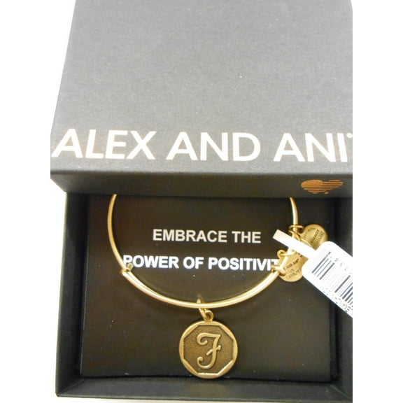 INITIAL F Expandable Wire Bracelet Rafaelian Gold NWTBC