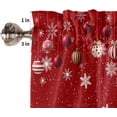 thumbnail image 2 of Red Christmas Kitchen Curtains and Valances Set, Rod Pocket Curtains Tier Farmhouse Window Curtains 24 Inch Length, Winter Xmas Snowflake Ball Stripes Rustic 3 Piece Kitchen Curtains Set, 2 of 6