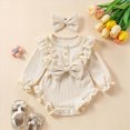 thumbnail image 2 of KPOPLK Newborn Baby Girl Onesie 3 6 9 12 18 Months Solid Embroidery Sweatshirt Bubble Romper Cute Long Sleeve Bodysuit Size 0-3 Months,Beige, 2 of 7