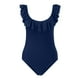 thumbnail image 3 of Gibobby Trajes de Baño Mujer Completos Traje de baño de bikini sólido 2023 para mujer Traje de baño pequeño con volantes sexy(Azul oscuro,CH), 3 of 4