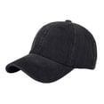 thumbnail image 2 of Classic Unisex Denim Adjustable Low Crown Baseball Cap – Plain Dad Hat Black, 2 of 7
