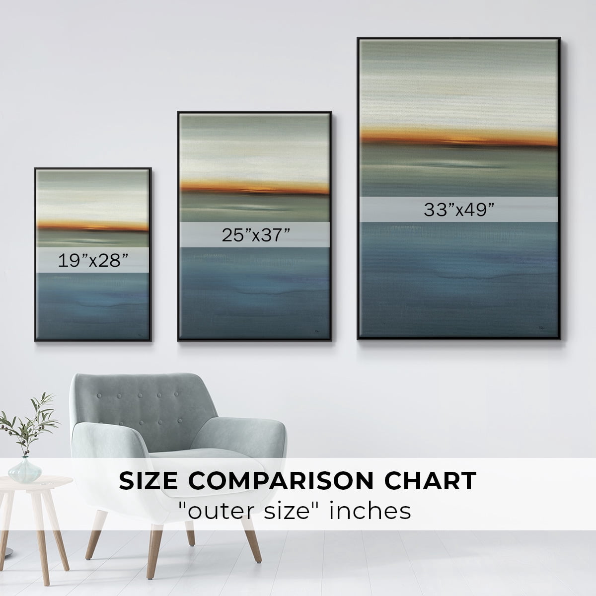 Beside the Blue I Framed Premium Gallery Wrapped Canvas - Ready to Hang - 17 x 25 - Black Floating Frame