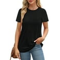 thumbnail image 2 of MOSHU 3 Pack T-Shirts for Women Short Sleeve Summer Womens Tops Casual Curved Hem Shirts Beach Outfits, 2 of 9