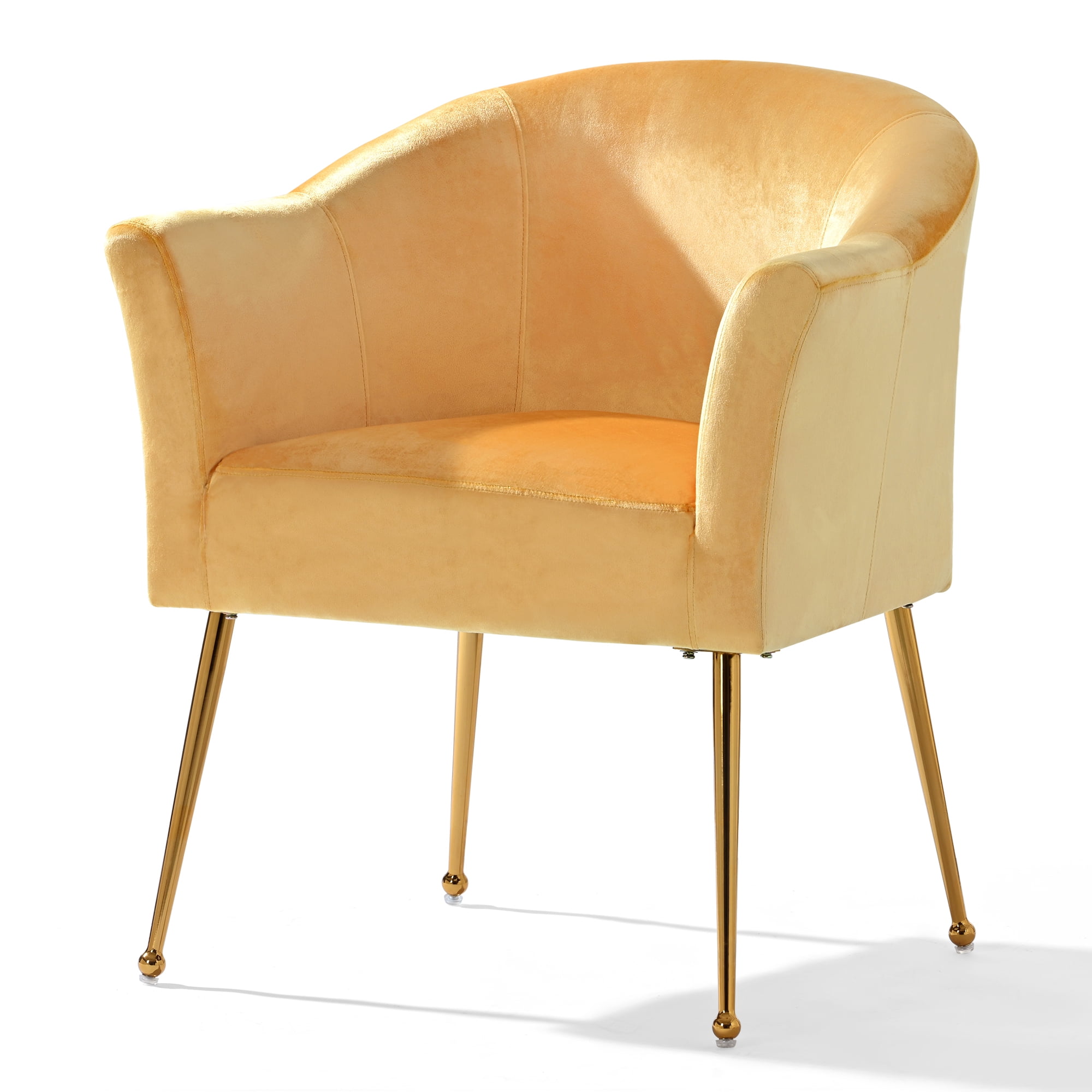Spaco Velvet Accent Chair with Wood Frame, Modern Armchair Single Reading Chair for Living Room Bedroom Office, Yellow Spaco Velvet Accent Chair with Wood Frame, Modern Armchair Single Reading Chair for Living Room Bedroom Office, Yellow