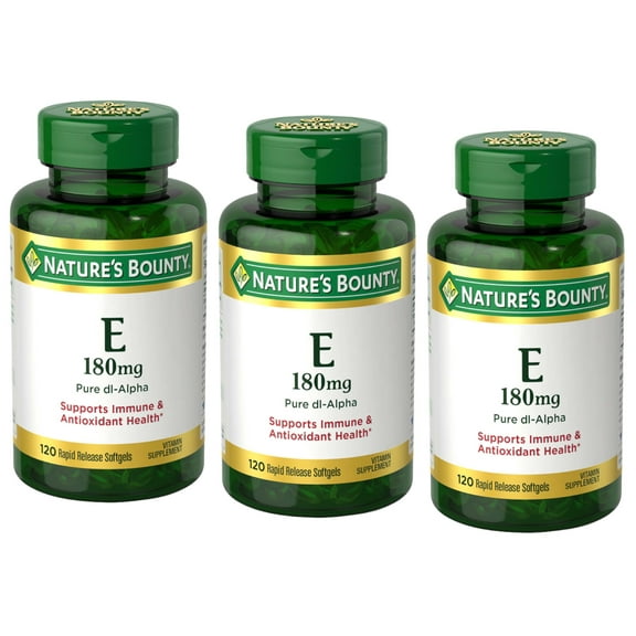 3 Pack - Nature's Bounty E 180mg Pure dI-Alpha Softgels, 120 Count
