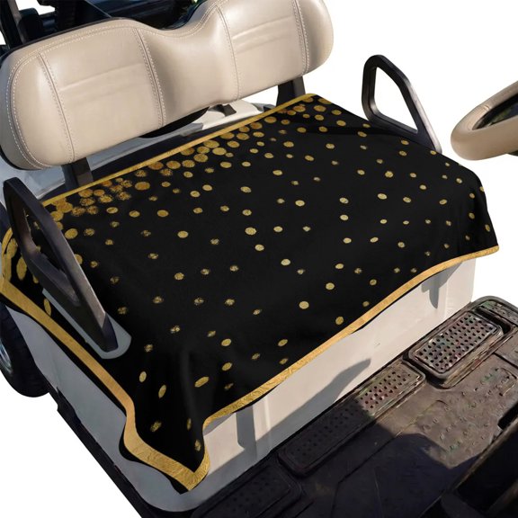 Golf Cart Seat Cover Golden Dust Club Car Golf Cart Seat Covers Soft Absorbent Golfcart Towel Blanket Black Glittering Specks Border Frame Golf Seat Covers for Cart Fits 2 & 4 Passenger 51"x31"