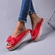 thumbnail image 2 of Zapatillas de mujer Casual Color sólido Bowknot plataforma femenina Slider moda trenzada al aire libre señora sandalias Sandálias Femininas39 Gao Jinjia LED, 2 of 2