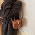 thumbnail image 3 of husxh Retro Leather Bucket Bag for Women Zipper Closure Shoulder Purses (Brown), 3 of 9