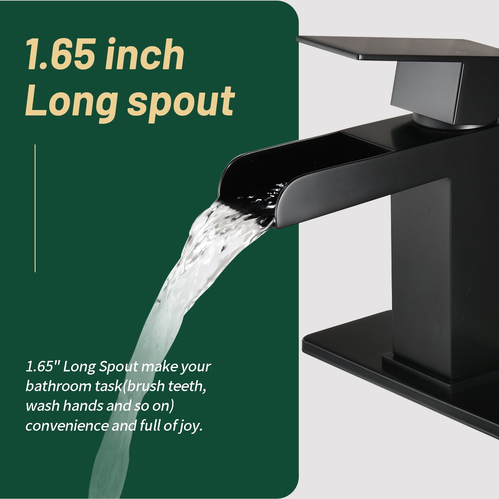 Cobbe Single-Handle Bathroom Sink Faucet for Vanity Single-Hole with Pop-Up Drain Bathroom Faucet Matte Black