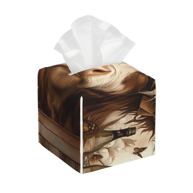 Balery Butterfly Cow Barrel Porta Pañuelos de Cuero con Estampado – Funda Moderna Cuadrada para Caja de Pañuelos, Dispensador 5x5x5''