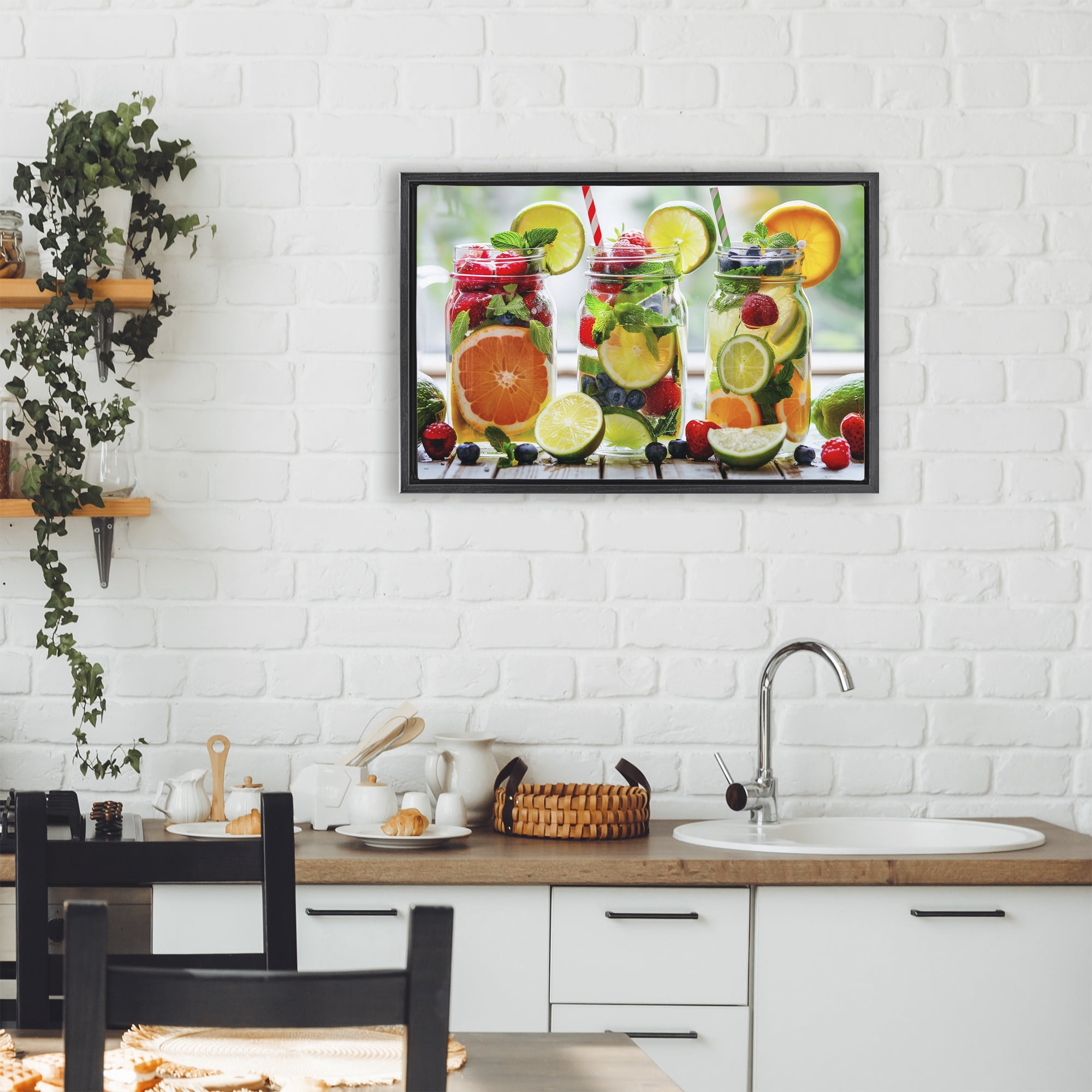 Stupell Industries Vibrant Citrus & Berry Infusion Black Framed Floater Canvas Wall Art, design by Lazar Studio