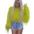 thumbnail image 2 of jjayotai Womens Sweater Clearance Womens Fashion Pullover Sweaters Solid Long Sleeve Fall Winter Clothes Warm Faux Fur Fringe Oversized Crop Tops Outwear, 2 of 9